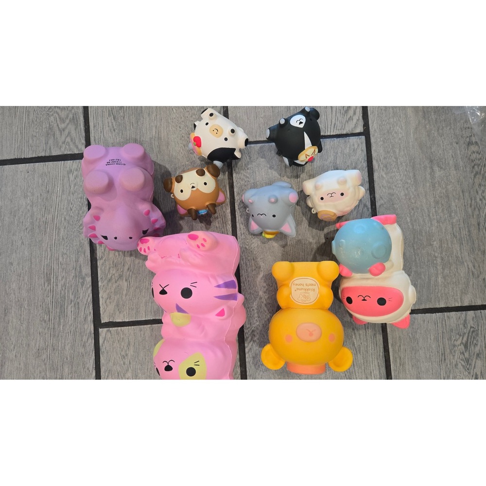 Assorted Slow Rise Squishy Toy Lot Rilakkuma Meets Honey Pink Cat Triceratops